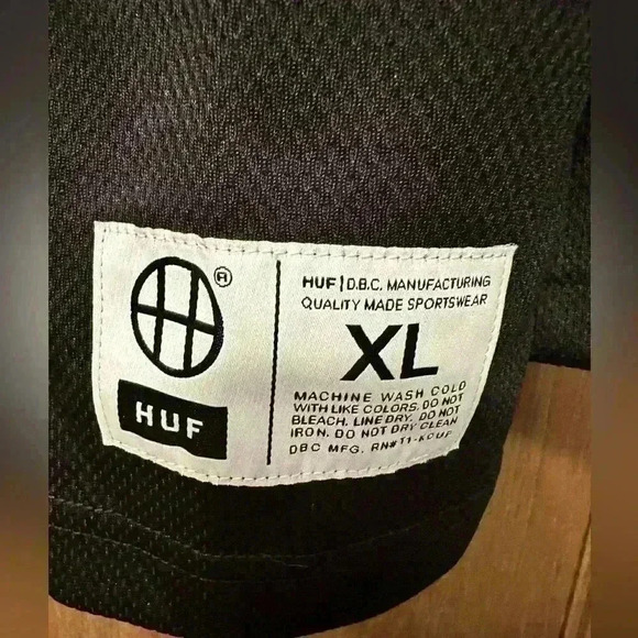 HUF Skateboarding Long Sleeve Hockey Jersey Mesh Spellout Black Men's Size XL - Picture 4 of 8